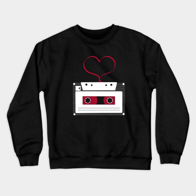 Cassette With Heart Love Crewneck Sweatshirt by melostore